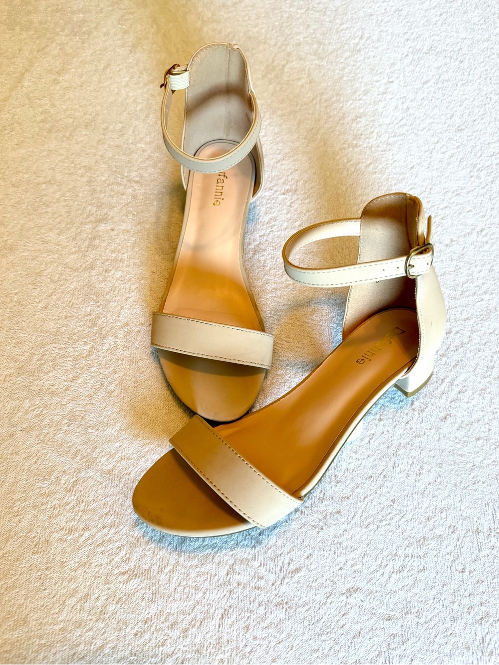 Girls Elegant Ankle-Strap Sandals in Light Beige